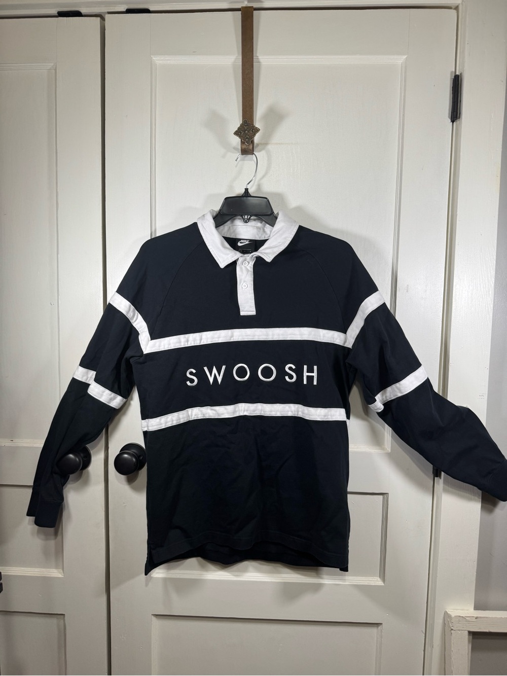 Nike Black Rugby Polo with White Collar